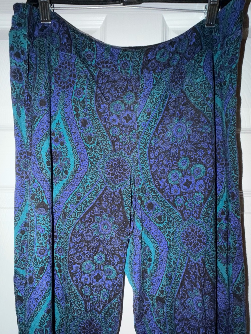 Soma Pajama Lounge Set Large Teal Blue Paisley Tunic Pants - Picture 6 of 10